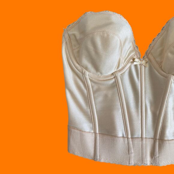 90's vintage cream satin bustier corset XS SMALL - Picture 2 of 11